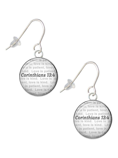 Domed Corinthians 13:4 French Earrings