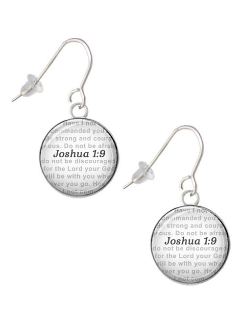 Domed Joshua 1:9 French Earrings