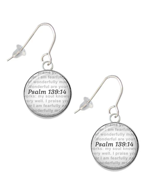 Domed Psalm 139:14 French Earrings