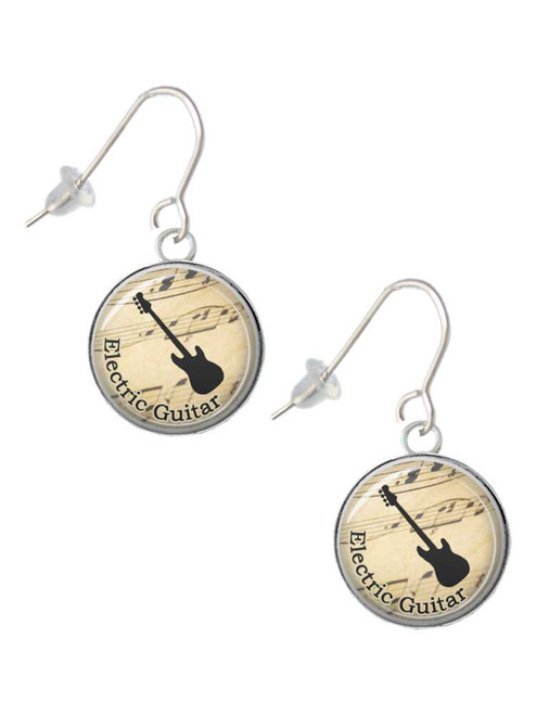 Domed Music - Electric Guitar French Earrings