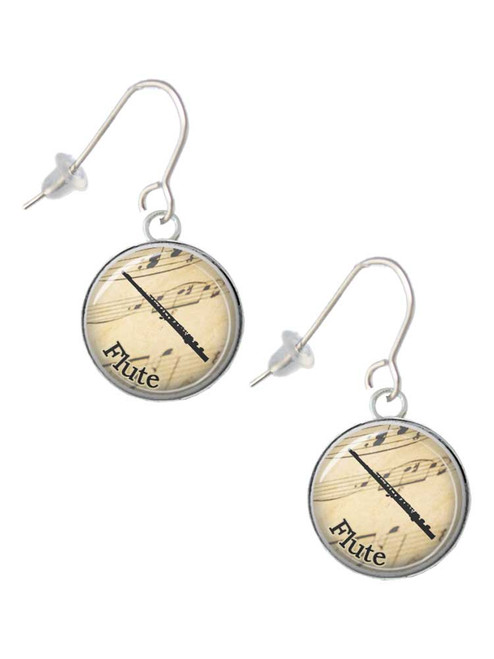 Domed Music - Flute French Earrings
