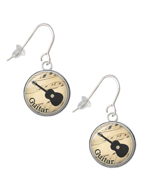 Domed Music - Guitar French Earrings