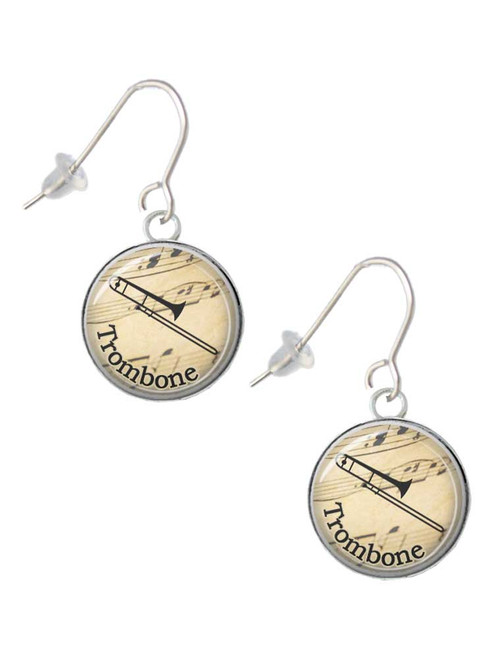 Domed Music - Trombone French Earrings
