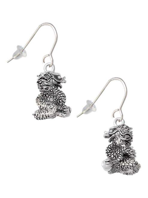 Dragon with AB Crystal Eyes & Clear Ball French Earrings
