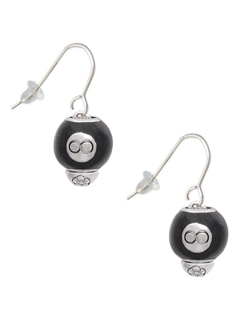 Black 8 Ball Spinner French Earrings