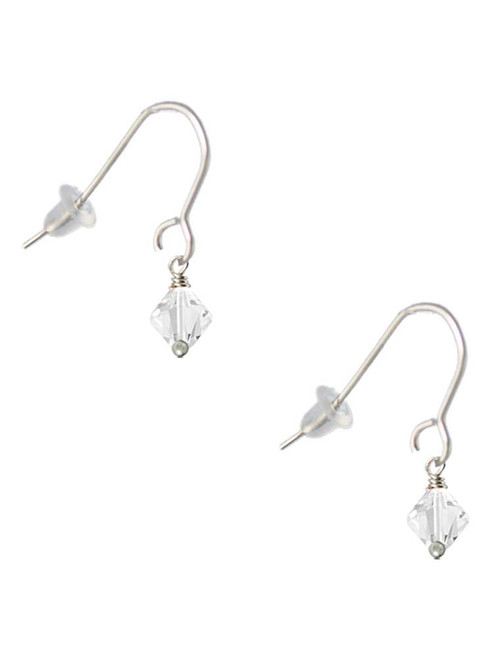 April - Clear - 6mm Crystal Bicone French Earrings