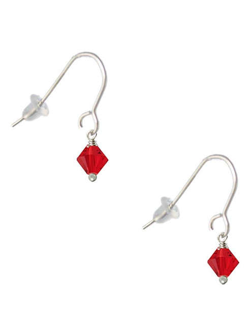 July - Red - 6mm Crystal Bicone French Earrings