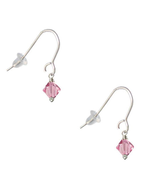 Pink - 6mm Crystal Bicone French Earrings