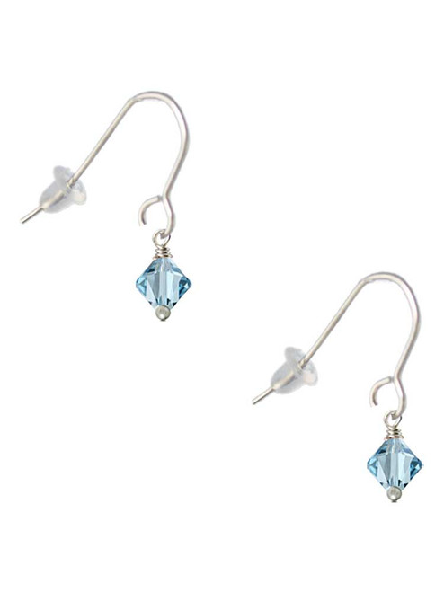 March - Hot Blue - 6mm Crystal Bicone French Earrings