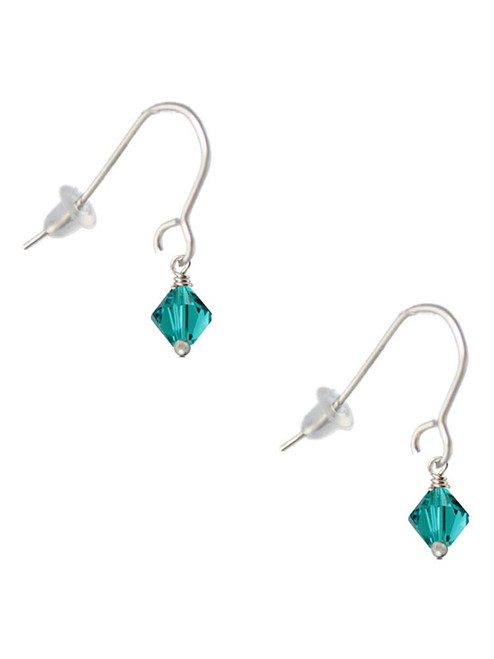 December - Teal - 6mm Crystal Bicone French Earrings