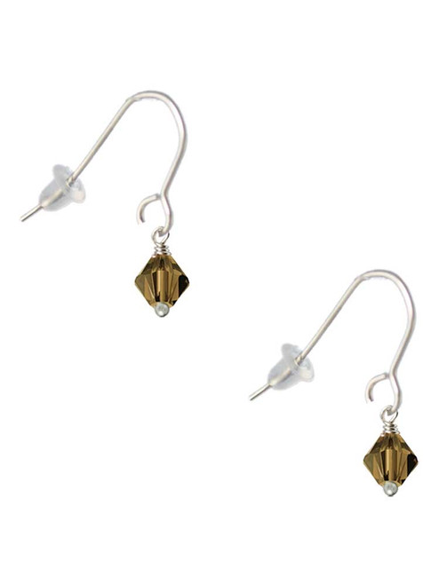 Brown - 6mm Crystal Bicone French Earrings