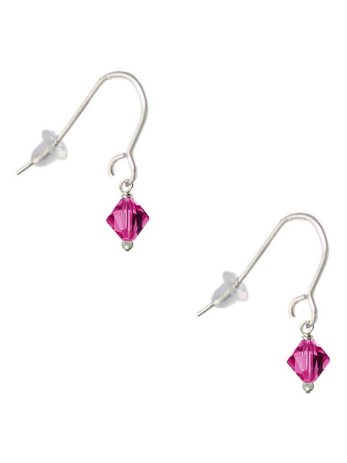 Fuchsia - 6mm Crystal Bicone French Earrings