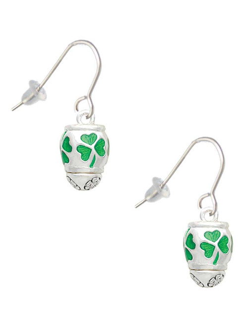 Green Shamrock Spinner French Earrings