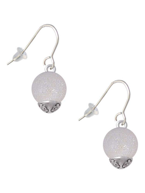 12mm Stardust Round Silver Tone Spinner French Earrings