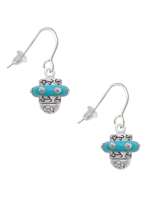 Crystal Teal Spinner French Earrings