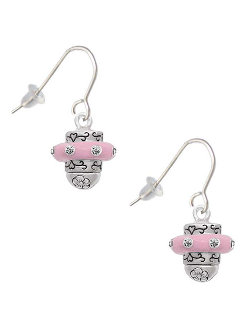 Crystal Pink Spinner French Earrings
