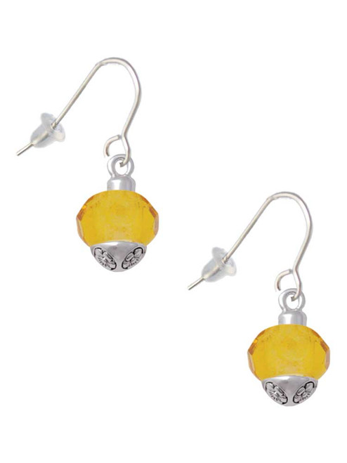 12mm Faceted Yellow Glass Spinner French Earrings