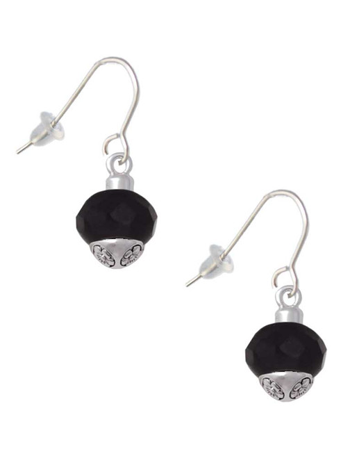 12mm Faceted Black Glass Spinner French Earrings