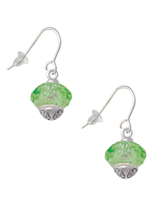 Lime Green Faceted Glass Spinner French Earrings