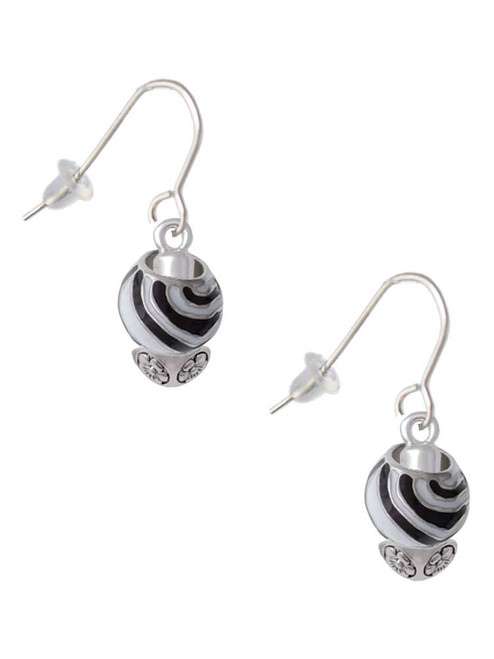 Wide Zebra Print Spinners French Earrings