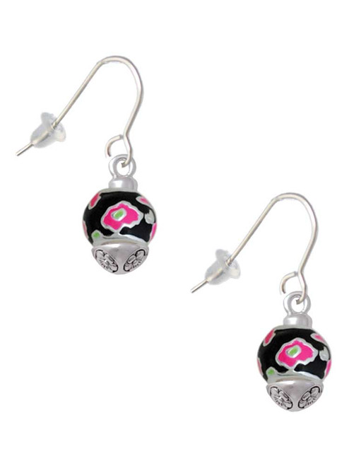 Wide Hot Pink Cheetah Print Band Spinner French Earrings
