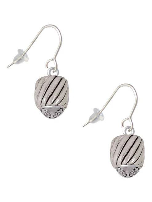 Wide Diagonal Cable Spinner French Earrings