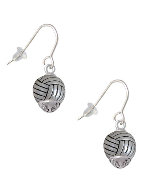 Silver Tone Volleyball Spinner French Earrings