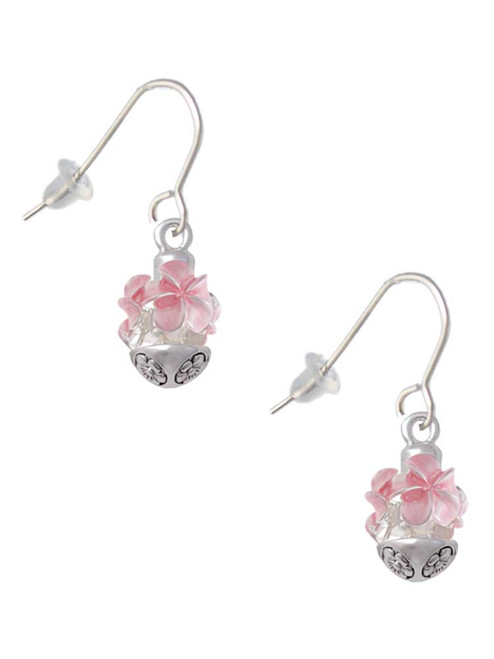 Soft Pink Plumerias - Silver Tone Spinner French Earrings