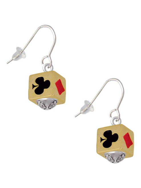 Card Suits Square Gold Tone Spinner French Earrings
