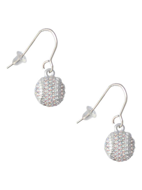 Small Sparkle Clear AB Softball French Earrings