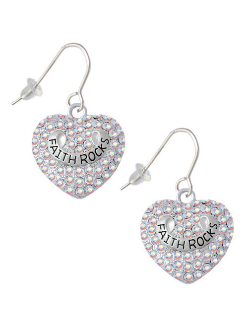 Faith Rocks on AB Crystal Heart French Earrings