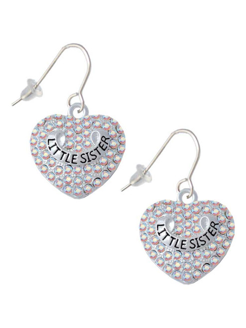 Little Sister on AB Crystal Heart French Earrings