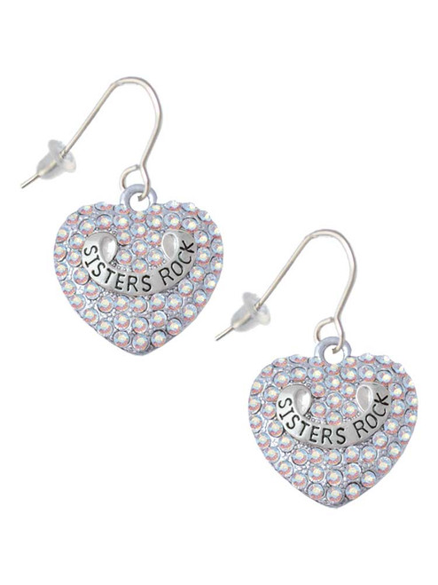 Sisters Rock on AB Crystal Heart French Earrings