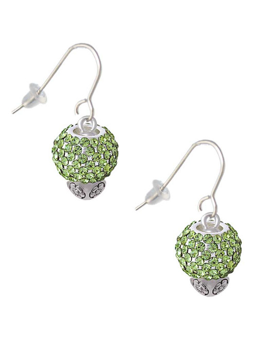 Lime Green Crystal Sparkle Spinner French Earrings
