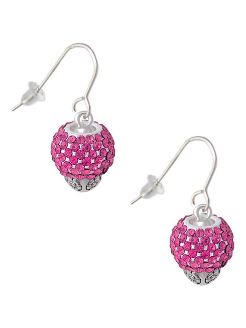 Hot Pink Crystal Sparkle Spinner French Earrings