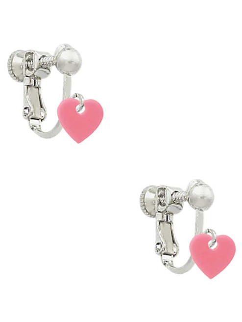 Acrylic 5/16" Pink Heart Clip On Earrings