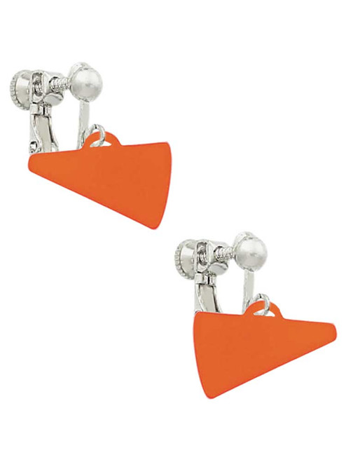 Acrylic 3/4" Orange Megaphone Clip On Earrings
