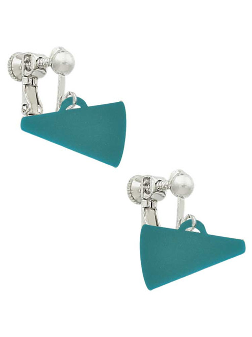 Acrylic 3/4" Teal Megaphone Clip On Earrings