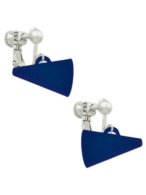 Acrylic 3/4" Navy Megaphone Clip On Earrings