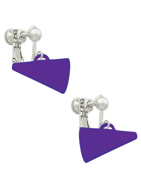 Acrylic 3/4" Purple Megaphone Clip On Earrings