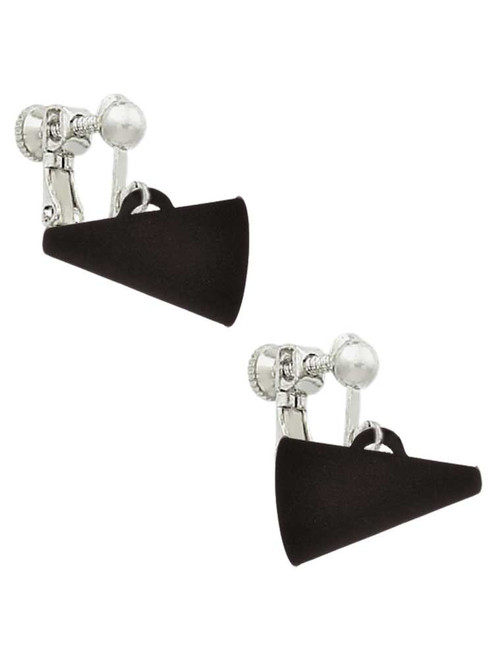 Acrylic 3/4" Black Megaphone Clip On Earrings