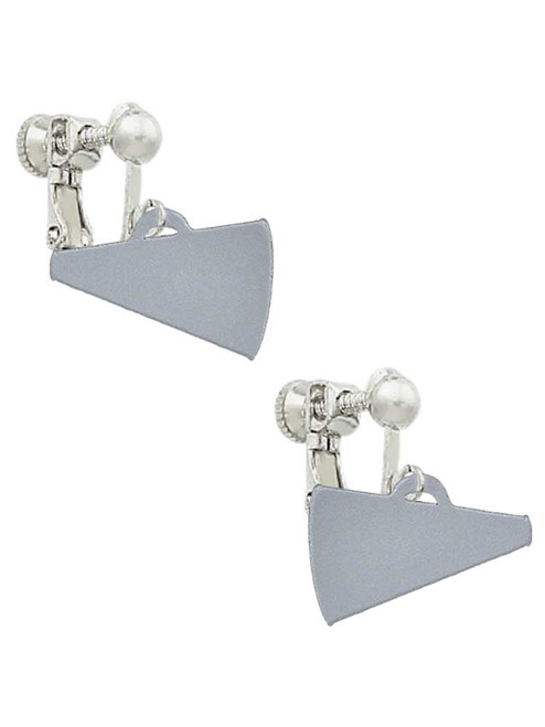 Acrylic 3/4" Silver Tone Megaphone Clip On Earrings