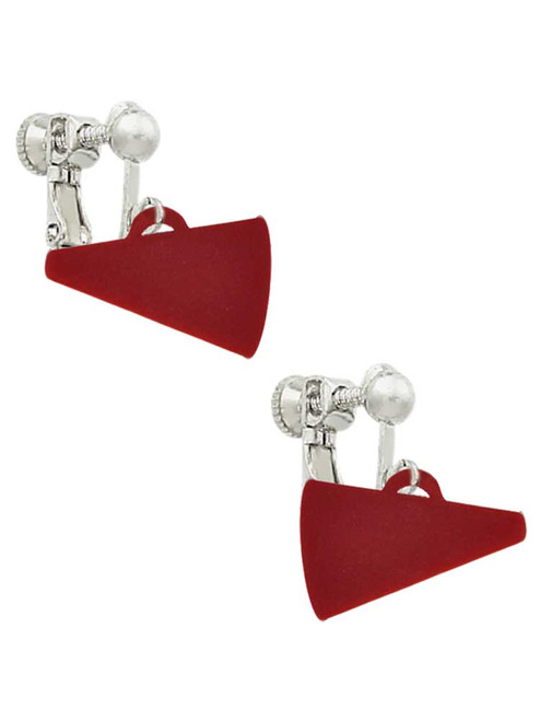 Acrylic 3/4" Maroon Megaphone Clip On Earrings