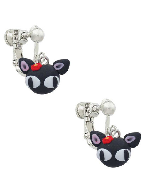 Fimo Clay Cute Kitty Clip On Earrings