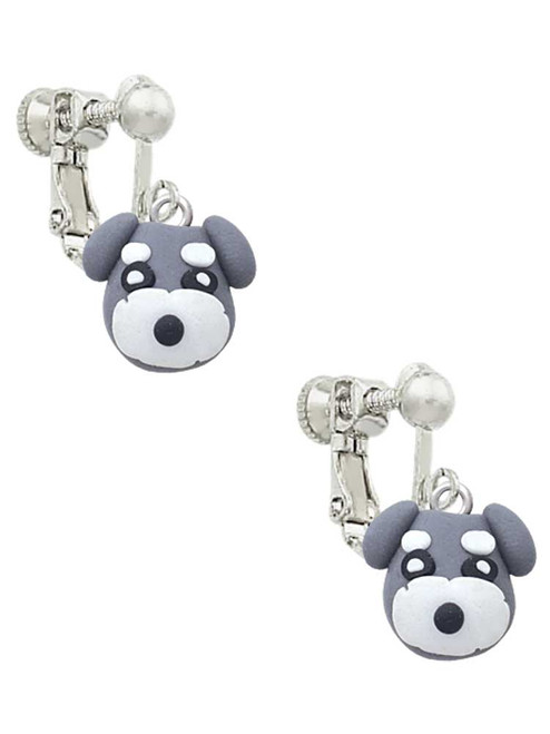 Fimo Clay Puppy Dog Clip On Earrings