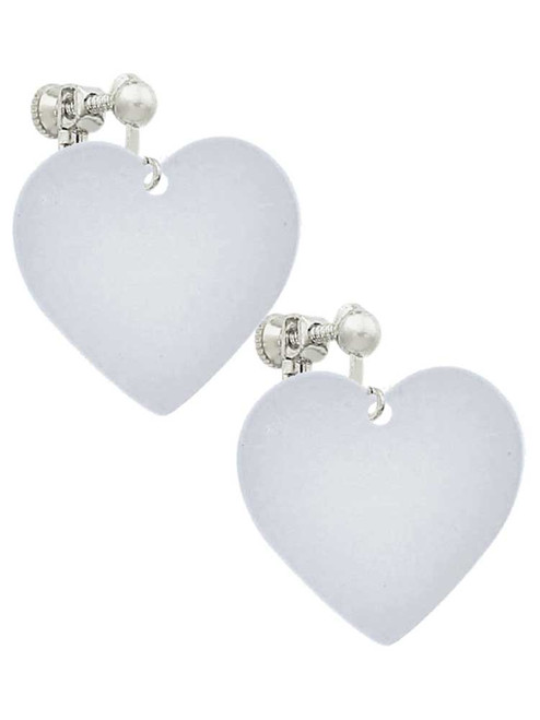 Acrylic 1" Imitation Pearl Heart Clip On Earrings