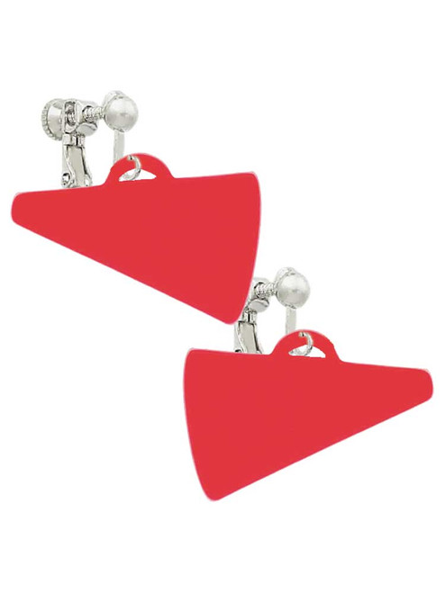 Acrylic 1.25" Red Megaphone Clip On Earrings