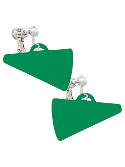 Acrylic 1.25" Green Megaphone Clip On Earrings