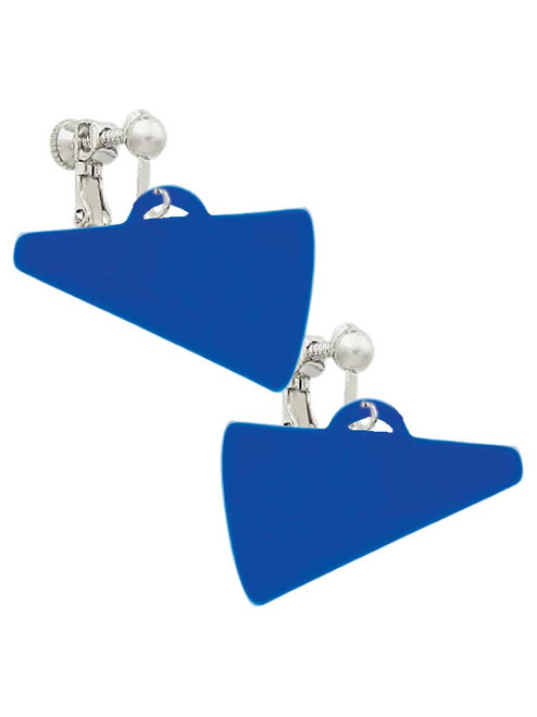 Acrylic 1.25" Royal Blue Megaphone Clip On Earrings