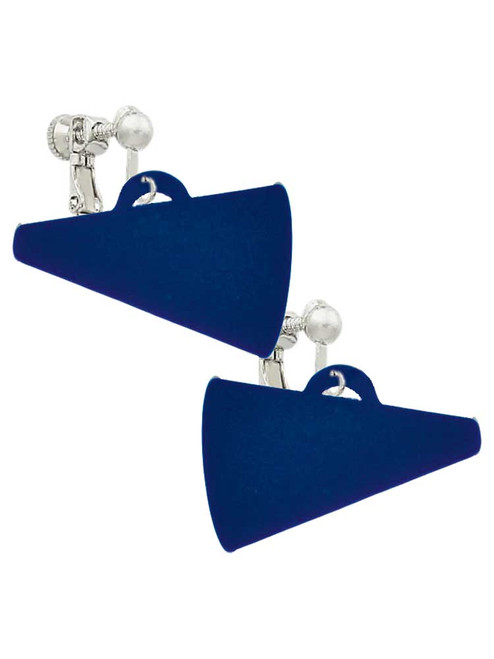 Acrylic 1.25" Navy Megaphone Clip On Earrings